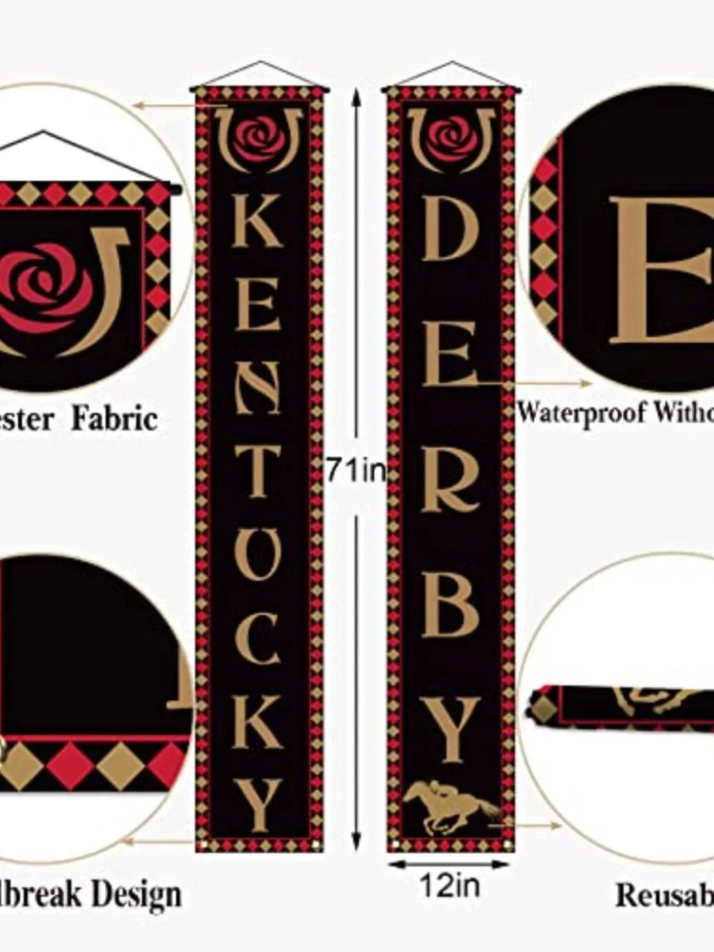 Kentucky Porch Banner Run for‎ The Roses Horse Racing Themed